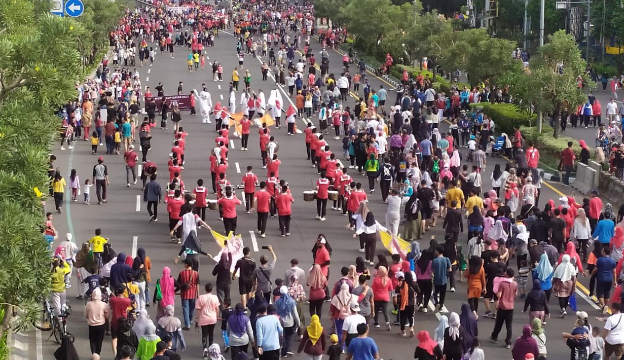 Maskot Piala Dunia 2022, La'eeb ikut memeriahkan saat acara CFD (Car Free Day) di Bekasi, Sabtu (20/11/2022). (Dok. SCM)