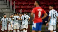 Timnas Argentina meraih kemenangan 1-0 atas Paraguay pada laga ketiga Grup A Copa America 2021 di Estadio Nacional de Brasilia, Selasa (22/6/2021) pagi WIB. (AP Photo/Ricardo Mazalan)
