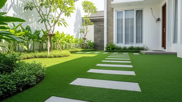 Desain Halaman Rumah yang Tetap Rapi Meski Jarang Dibersihkan (AI Generated)