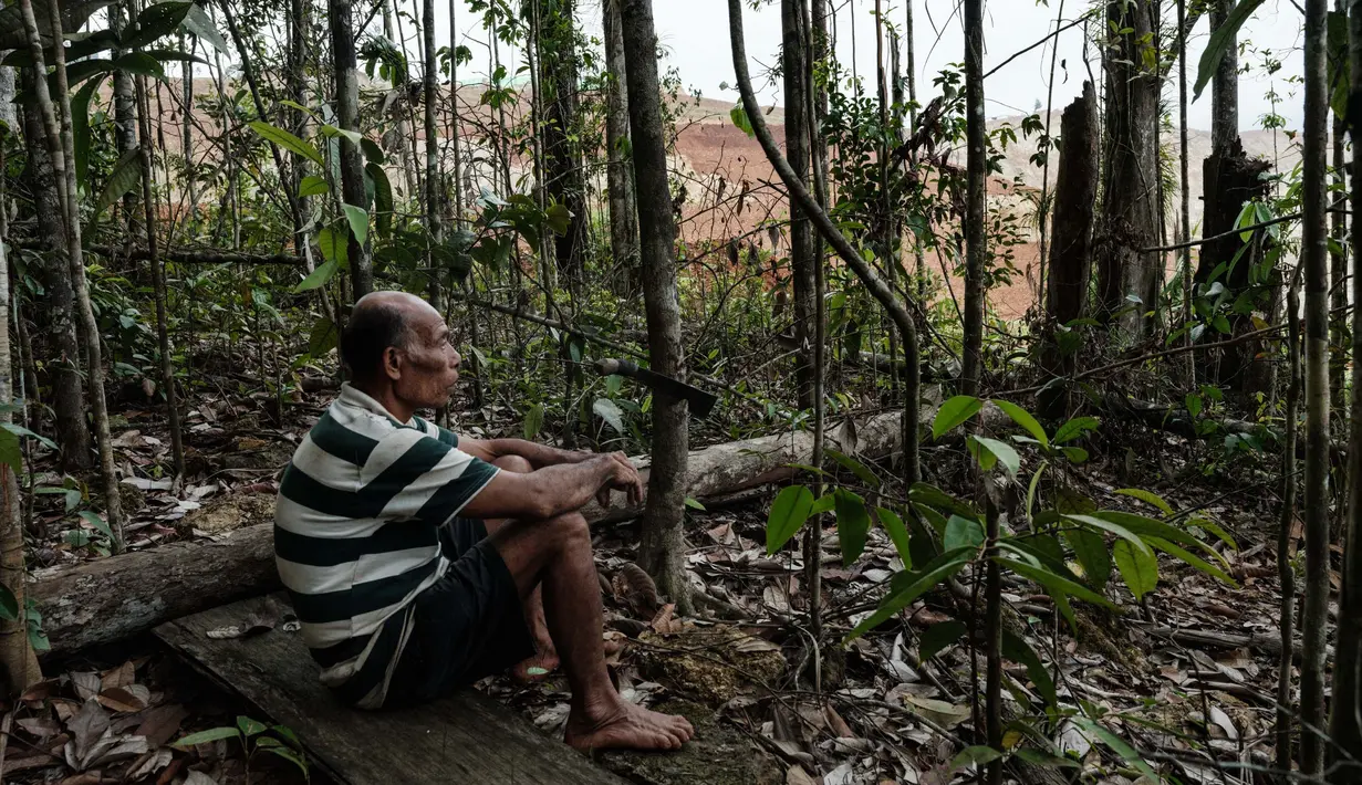 Keberadaan perusahaan-perusahaan tambang merupakan bahaya yang terus mengancam kelangsungan hidup masyarakat suku asli Hongana Manyawa di Halmahera Tengah, Maluku Utara dan tanah mereka. (YASUYOSHI CHIBA/AFP)