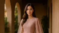 8 Model Long Dress Brokat Kombinasi Warna Dusty Pink Kekinian 2025