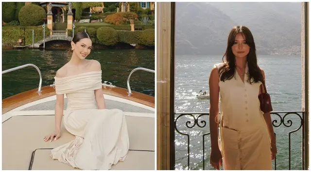 Bak adegan di film romantis, intip 6 beda gaya Alyssa Daguise dan Amanda Rawles dilamar di Lake Como