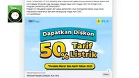 Penelusuran klaim pendaftaran perpanjangan diskon tarif listrik 50 persen sampai April 2025.