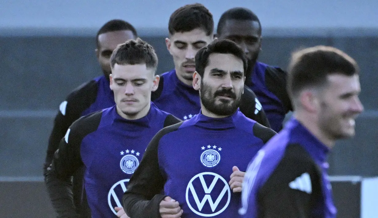 Der Panzer bakal menghadapi timnas Belanda pada laga FIFA Matchday di Stadion Deutsche Bank Park, Frankfurt, Rabu (27/3/2024) dini hari WIB. (Kirill KUDRYAVTSEV/AFP)