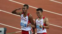 Iswandi dan Yaspi Boby, sprinter Indonesia di SEA Games 2015 (Bola.com/Arief Bagus)