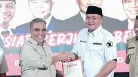 Sekretaris Jenderal Gerindra Ahmad Muzani mendeklarasikan Rudy Susmanto sebagai Calon Bupati Kabupaten Bogor di Pilkada 2024. (Foto: Dokumentasi Gerindra).