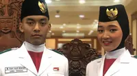 Paskibraka Nasional 2019 dari Jawa Tengah, Salma dan Fany, berhasil menjadi Pembawa Baki Tim Merah dan Komandan Kelompok (Danpok) 8 Tim Putih (Ratu Annisaa Suryasumirat/Liputan6.com)