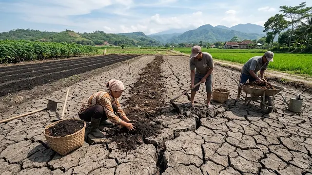 Cara Memperbaiki Tanah Kering dan Retak/AI Generated