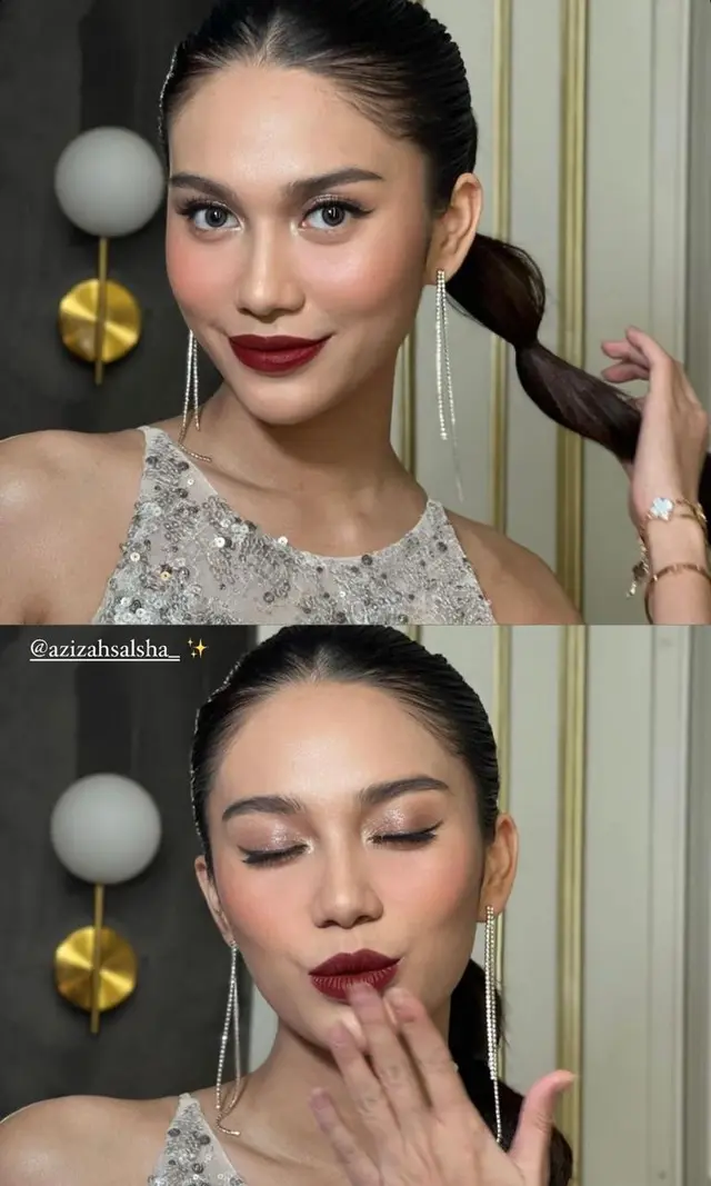 7 Potret Azizah Salsha di momen ulang tahun Marlene Hariman, penampilan glamornya bikin pangling