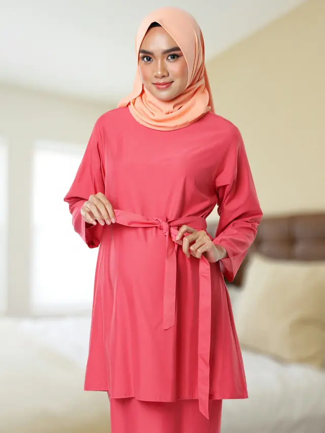Model Gamis Ibu Hamil Kombinasi Polos Nyaman