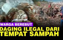 VIDEO: Warga Bengkalis Rebutan Daging Ilegal Asal India Sampai Gali Tempat Sampah