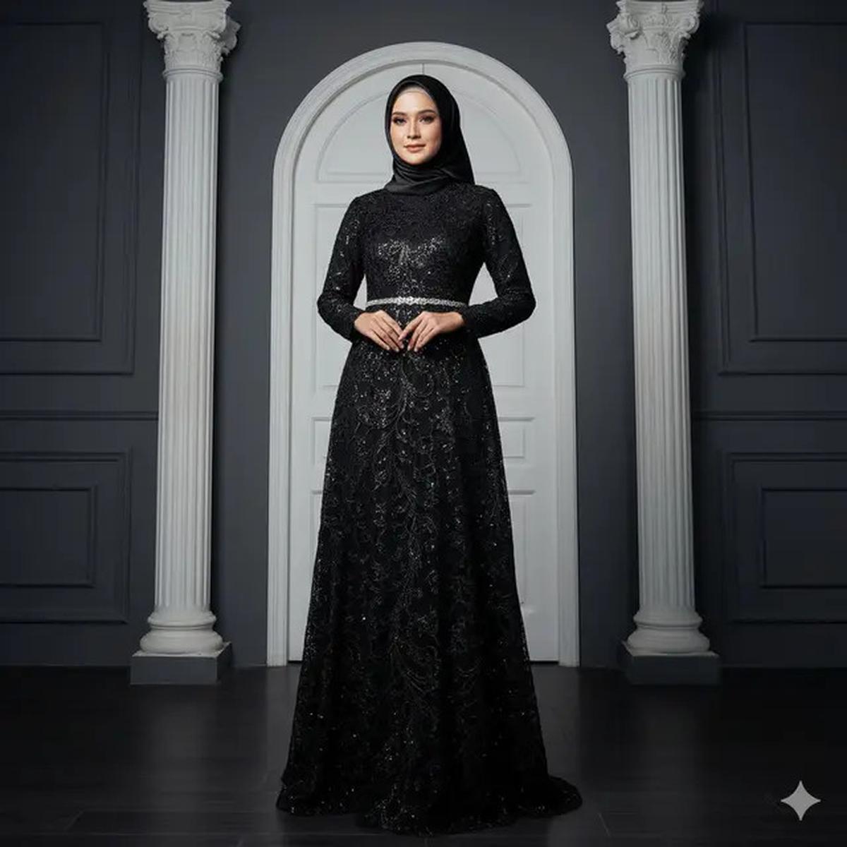 7 Model Gamis Hitam untuk Pesta Tren 2025 yang Elegan, Mewah dan Mudah Dipadukan