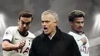 Jose Mourinho, Harry Winks dan Dele Alli. (Bola.com/Dody Iryawan)