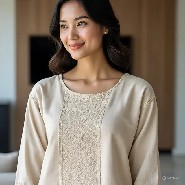 Atasan Brokat Lengan Panjang Casual Chic