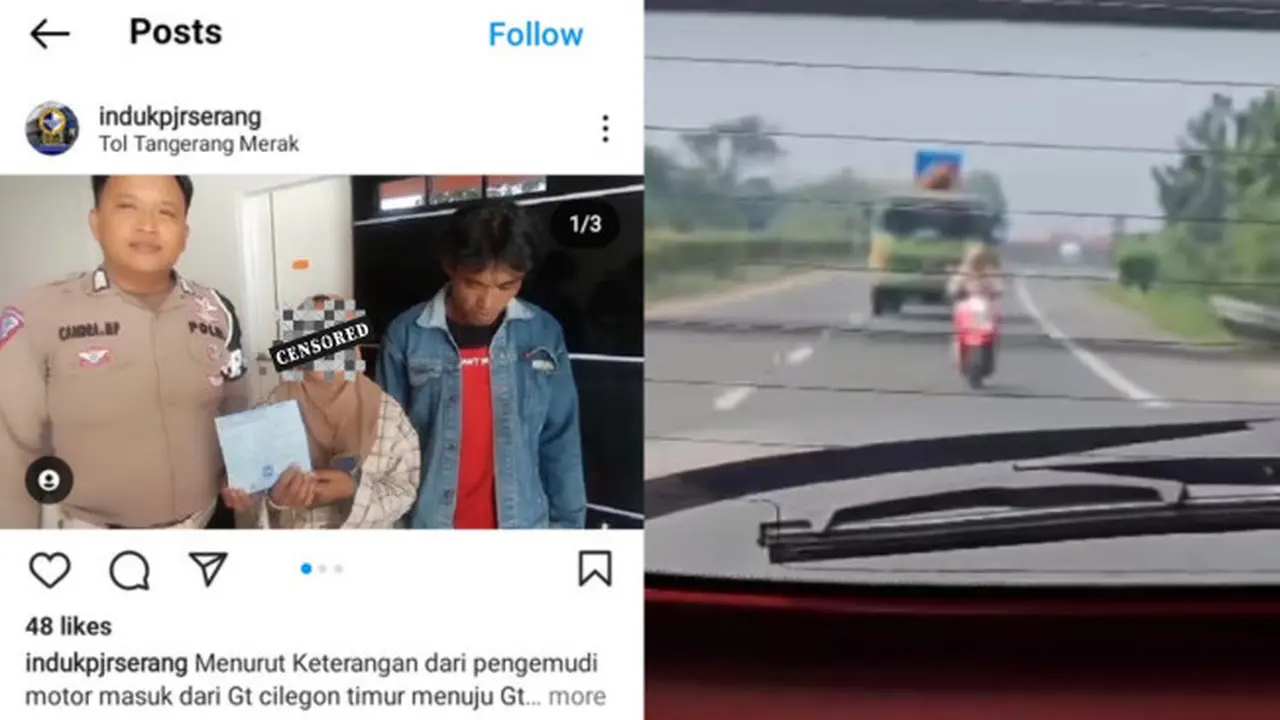 ABG 15 Tahun Masuk ke Tol Tangerang-Merak Pakai Motor