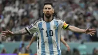 Dengan 11 golnya di Piala Dunia, Lionel Messi juga berhasil memecahkan rekor striker Jerman, Thomas Muller sebagai pemain aktif dengan jumlah gol terbanyak di Piala Dunia dengan 10 gol. (AP Photo/Martin Meissner)