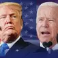 Ilustrasi Pilpres AS 2020, Donald Trump-Mike Pence dan Joe Biden-Kamala Harris. (Liputan6.com/Tri Yasni)