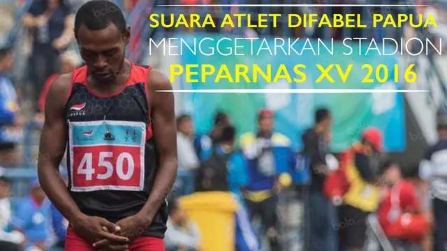 Video suara Zeth Karawen Baransano atlet difabel Papua yang menggemparkan isi Stadion Gelora Bandung Lautan Api di Peparnas XV 2016, Bandung