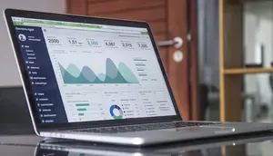 Ilustrasi laptop menampilkan grafik dan data. Kredit: Carlos Muza via Unsplash