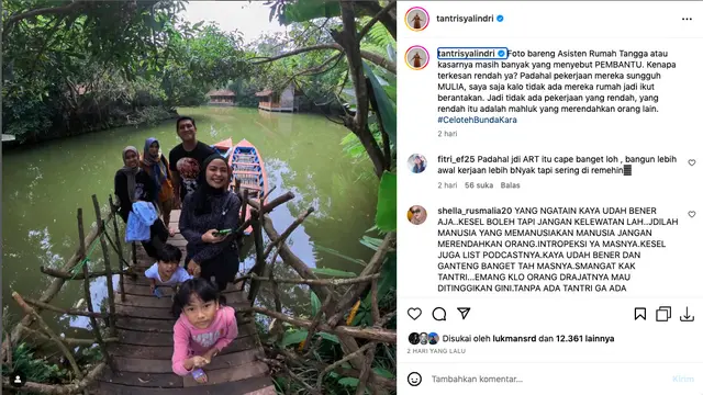 Tantri Kotak Foto Bareng ART dan Sebut Pekerjaannya Mulia, Jadi Balasan Menohok untuk Posan Tobing