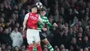 Hasil tanpa gol tersebut cukup membawa The Gunners lolos berkat keunggulan agregat 1-0, sekaligus memastikan mereka kembali menembus empat besar untuk musim kedua berturut-turut. (AP Photo/Kin Cheung)