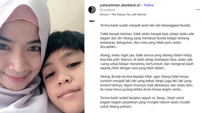 Yulia Rachman Sampaikan Doa Menyentuh untuk Arka