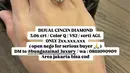 Cincin berlian dengan berat 3.06 carat terpaksa ia jual untuk mengganti kerugian yang dialaminya. [Foto: Instagram/ Bunga Zainal]