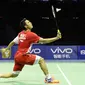 Tunggal putra Indonesia Jonatan Christie kalah dari Chen Long (Tiongkok) di partai ketiga semifinal Piala Sudirman 2015 (Humas PP PBSI)