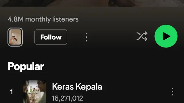 Debut singlenya tersebut berhasil menembus 100 juta stream di Spotify
