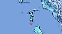 Gempa Magnitudo 5,6 mengguncang wilayah Nias Selatan, Sumut, Jumat (23/2/2024). (Liputan6.com/ Dok BMKG)