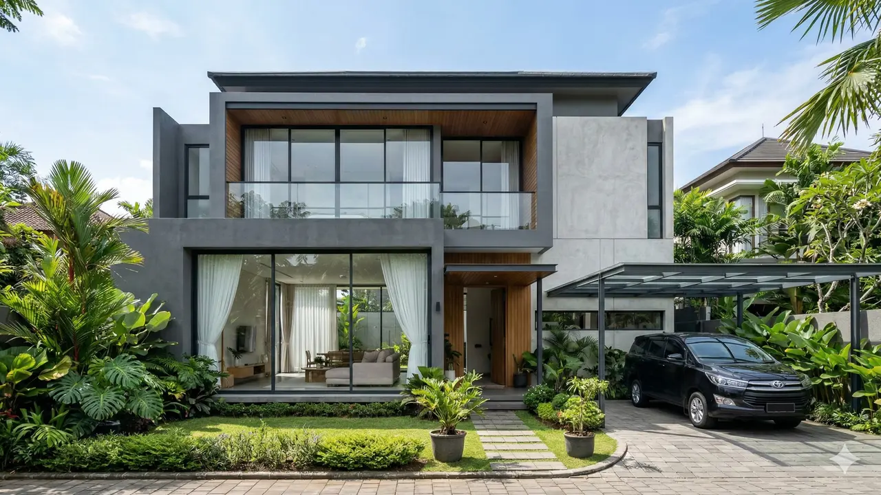 Gambar Rumah Minimalis Cat Abu-Abu (Foto: Gemini AI)