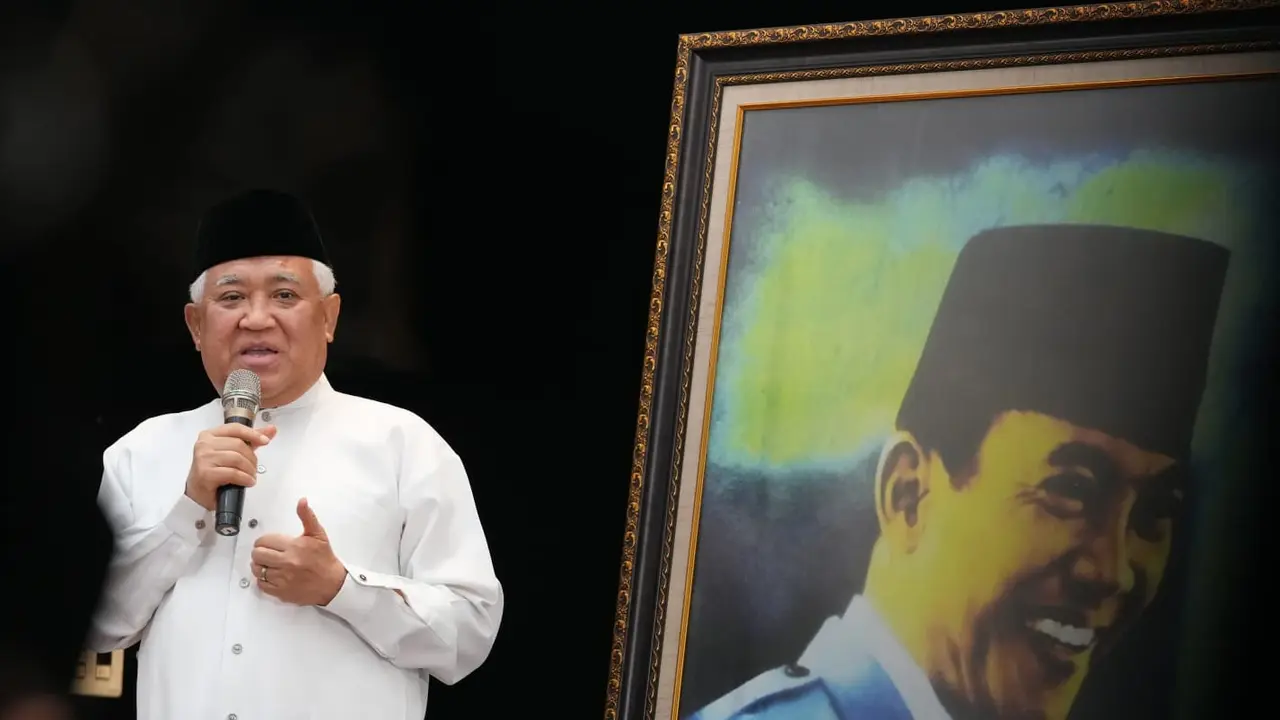 Din Syamsuddin dalam acara Haul ke-56 Bung Karno di Masjid At-Taufiq, Lenteng Agung, Jakarta Selatan. (Istimewa)