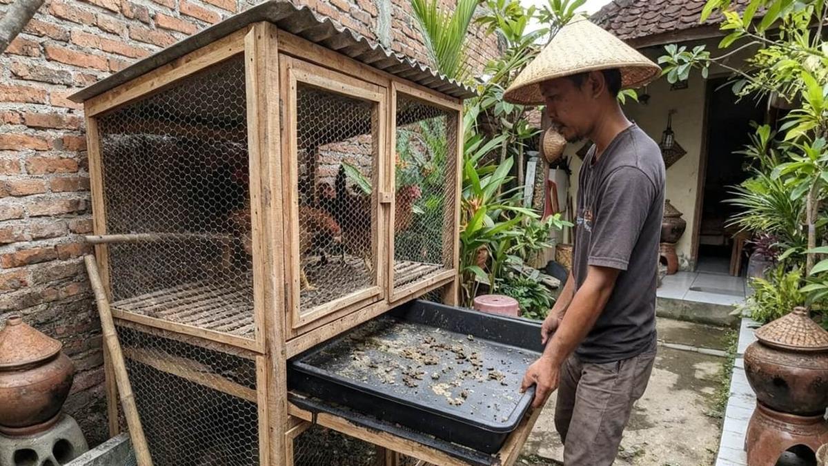 9 Desain Kandang Ayam Kolong dengan Tray Tarik, Bersih Mudah Dirawat