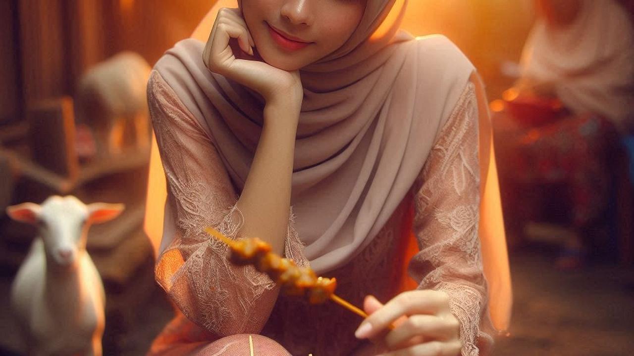Ilustrasi Makan Sate Kambing