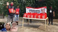 Anggota DPD dari daerah pemilihan DKI Jakarta, Sabam Sirait menyerahkan bantuan sembako secara daring, Sabtu (6/6/2020). (Ist)