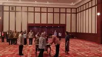 Menkeu Sri Mulyani Indrawati melantik 336 pejabat eselon III di Gedung Dhanapala Kementerian Keuangan, Jakarta. (Liputan6.com/Maulandy)