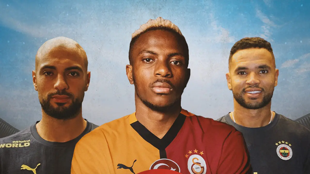 Ilustrasi - Sofyan Amrabat (Fenerbahce), Victor Osimhen (Galatasaray), Youssef En-Nesyri (Fenerbahce)