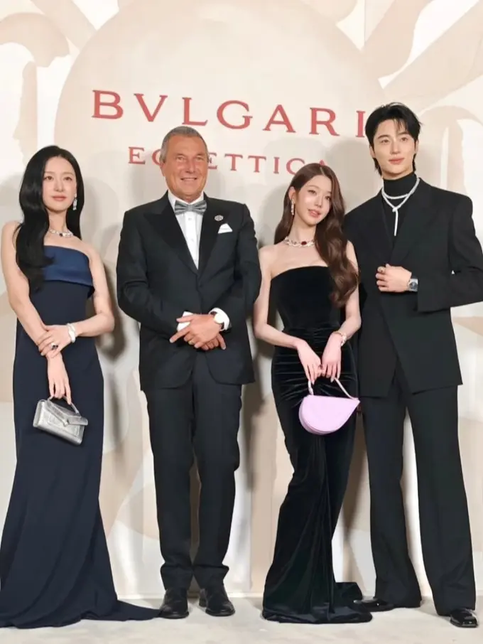 Jang Won-young, Kim Ji-won, dan Byeon Woo-seok di Acara Bvlgari Seoul. [@jc.babin]