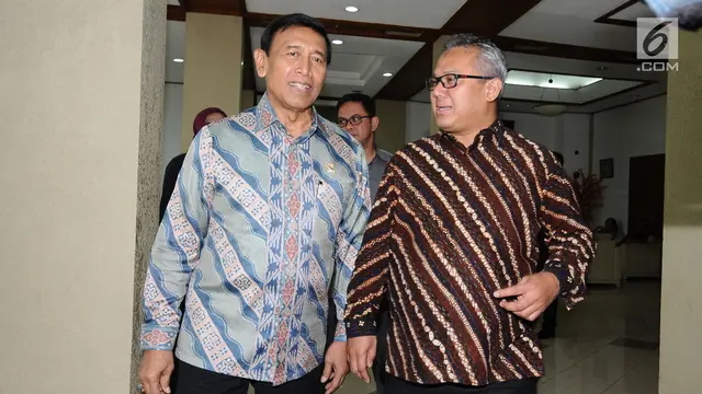 Temui Ketua KPU, Menko Polhukam Wiranto Lakukan Pertemuan Tertutup