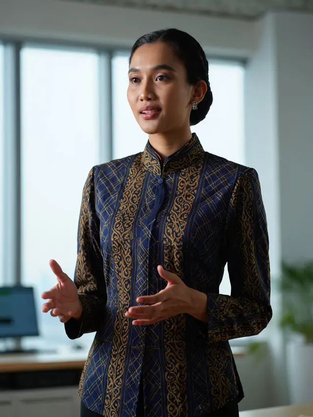 Dress Batik Puffy Sleeve Elegan