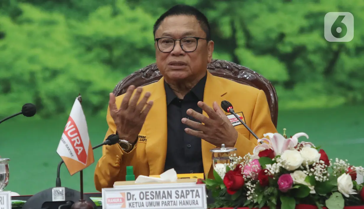 OSO mengatakan bahwa Partai Hanura dan PDIP sama-sama bekerja sama untuk mendukung Ganjar Pranowo. (Liputan6.com/Angga Yuniar)