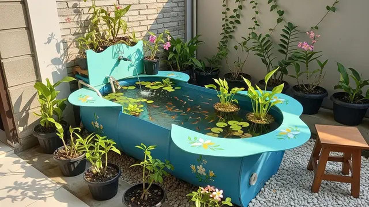 8 Desain Kolam Ikan Pakai Drum Bekas, Sederhana Tapi Unik