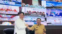 Menteri Keuangan Purbaya Yudhi Sadewa dan Menteri Dalam Negeri Tito Karnavian dalam Rapat Koordinasi Pengendalian Inflasi Daerah Tahun 2025 bersama Menteri Dalam Negeri, Senin (20/10/2025). (Liputan6.com/Gagas)