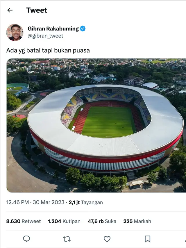 Cuitan Gibran Rakabuming. (Foto: Dok. Twitter @gibran_tweet)