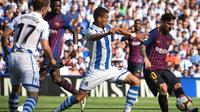 Barcelona menang 2-1 atas Real Sociedad pada laga pekan keempat La Liga Spanyol, di Estadio Municipal de Anoeta, Sabtu (15/9/2018) malam WIB. (AP Photo/Jose Ignacio Unanue)