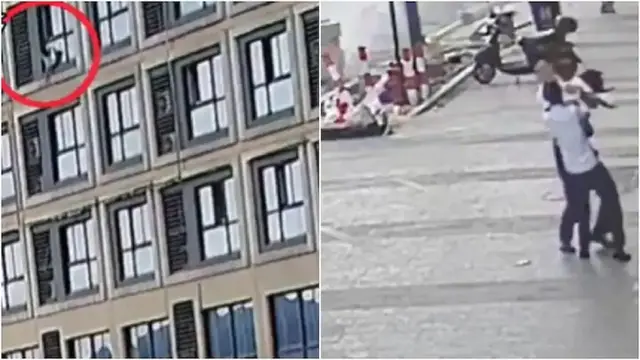 Viral Video Pria Tangkap Balita yang Jatuh dari Gedung Lima Lantai di China