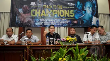 Suasana konferensi pers terkait rencana duel antara Daud Yordan vs Awuku petinju asal Ghana, Jakarta, Kamis (7/5/2015). Duel ini untuk mempertahankan gelar juara Ad Interim kelas ringan WBO Asia-Pasifik dari Daud Yordan. (Liputan6.com/Yoppy Renato)