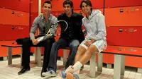 Cristiano Ronaldo (kiri), Raul Gonzalez, dan Rafael Nadal. (AFP/Jasper Juinen)