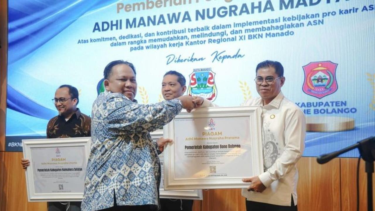 Pemkab Bone Bolango Raih Penghargaan Adhi Manawa Nugraha Pratama, Perkuat Birokrasi Profesional