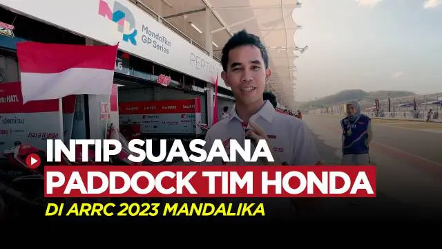 Berita video paddock tour Honda bersama pembalap Astra Honda Racing Team, Gerry Salim di ARRC Mandalika 2023.